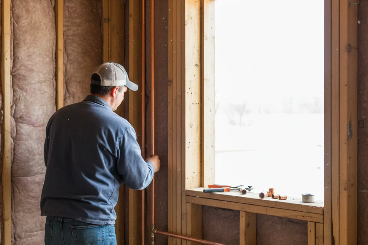 Licensed plumber running new copper supply lines in a Mount Horeb home