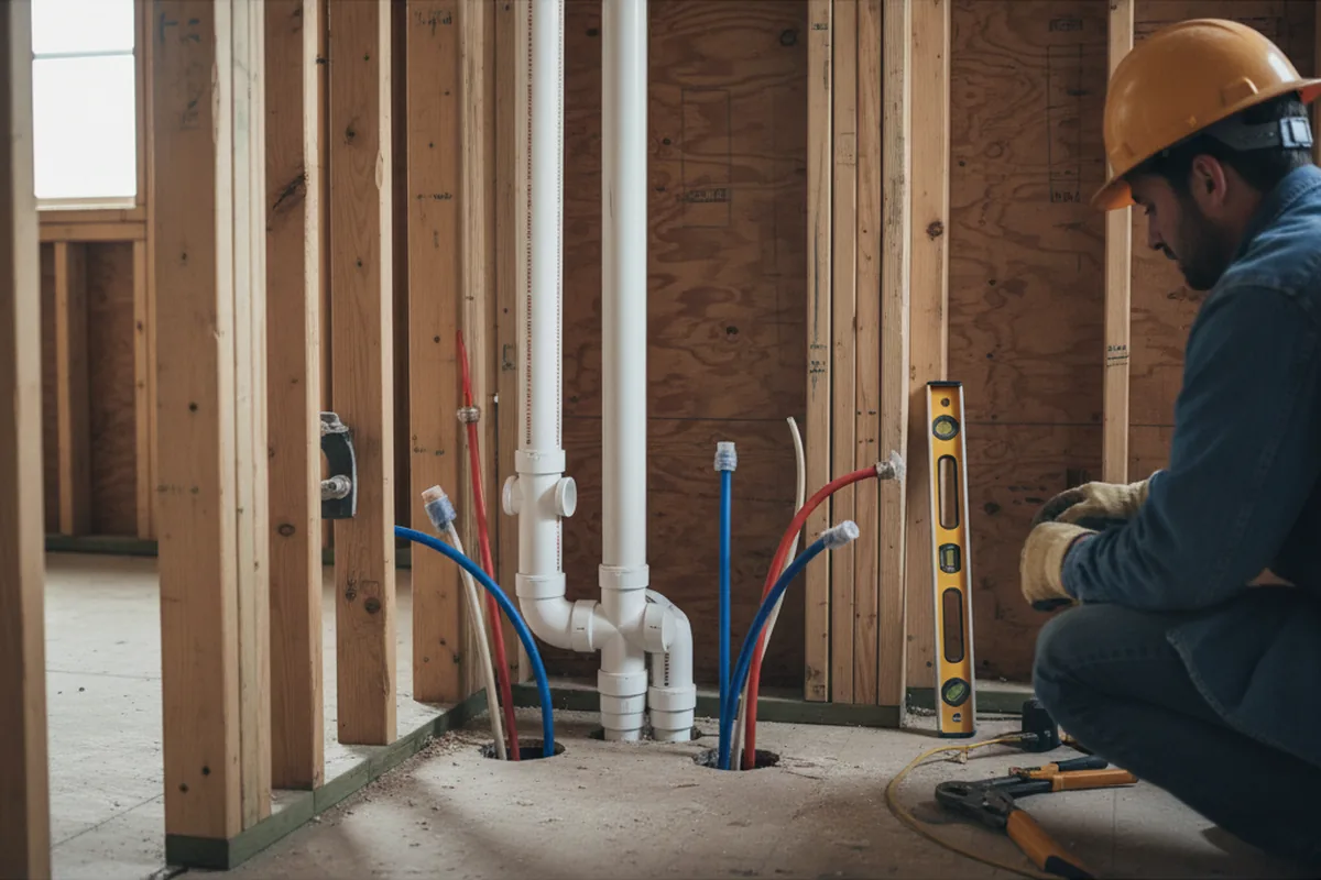Drain and supply rough-in during Toilet Repair and Installation in Mount Horeb